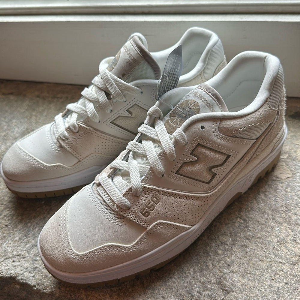Limited Edition- New Balance 550 Sneakers, Color: White Gum, Size: 8 Women’s